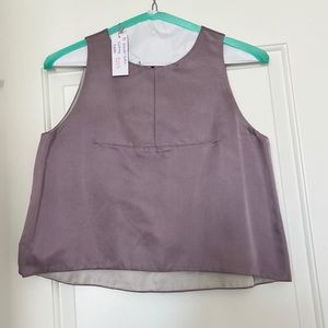 TISH COX Satin Lavender Whitney crop top size Medium - new with tag